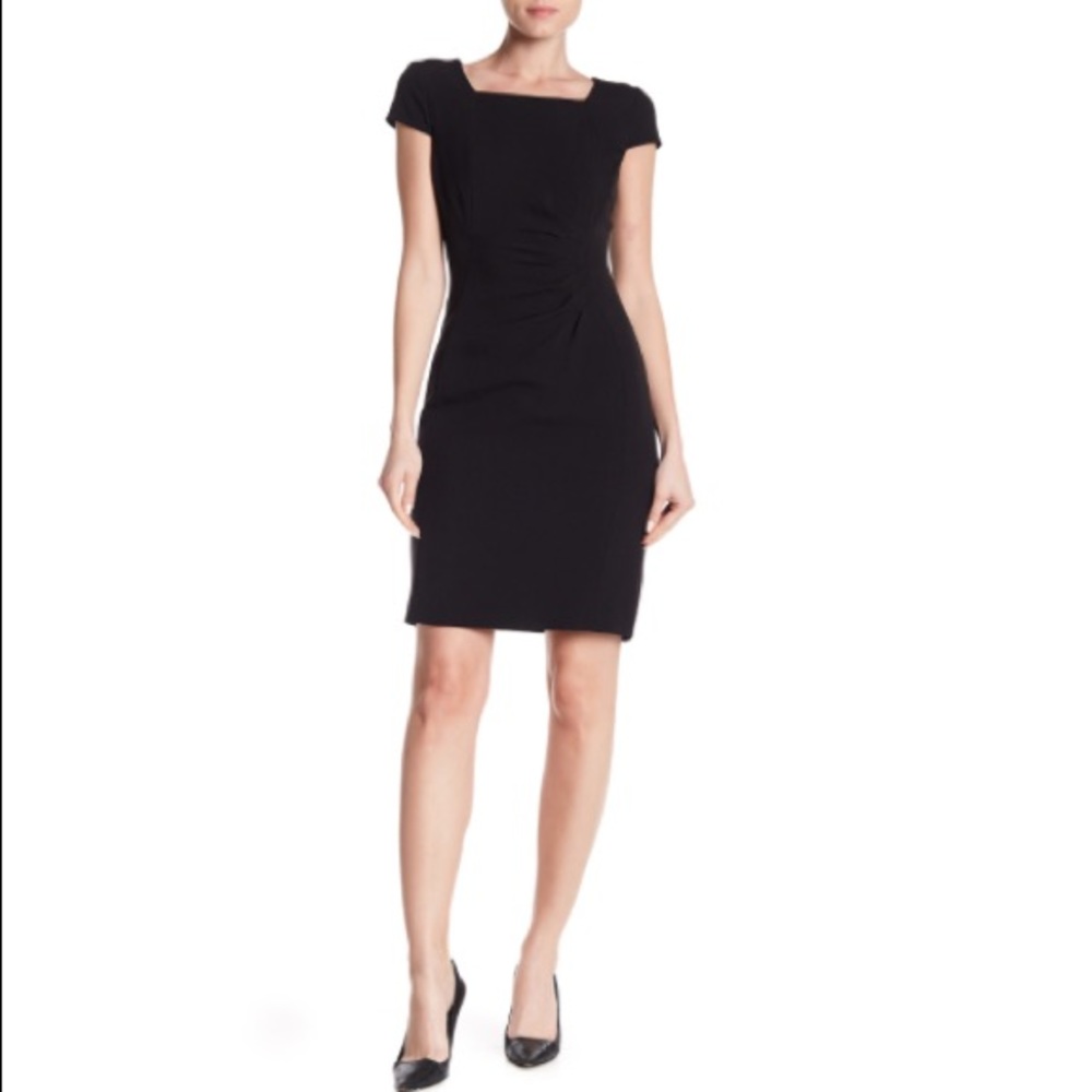 Tahari black cap sleeve dress